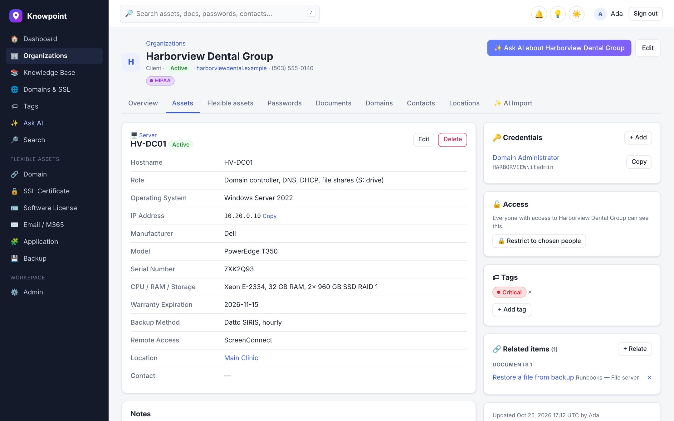 Documentation in Knowpoint